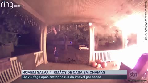 Homem salva quatro pessoas de incêndio em residência nos EUA | Primeiro Impacto (03/11/22)