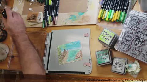 1-25-2018 Coloring Technique TUTORIAL with Penny Black, Stampscapes, Tim Holtz and Distress Oxide