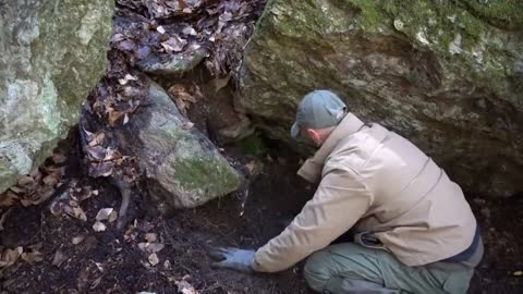 Four excavated shelter.Building underground bunker.Earth