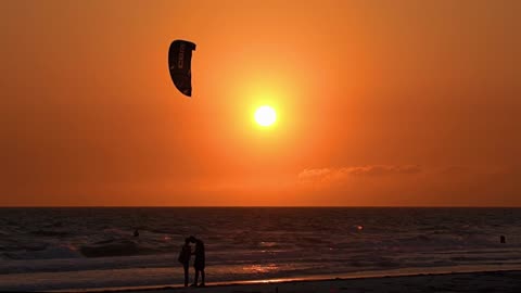 Kiteboarder at Sunset