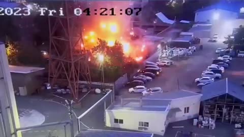 A drone strike on an apartment building in Krasnodar.