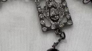 Rosary Necklace. 59 Beads. Made with Black Crystals. Prayer. Rare Find.