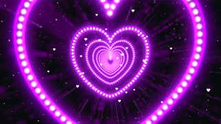 078. Heart Tunnel💜Purple Heart Background Neon Heart Background Video