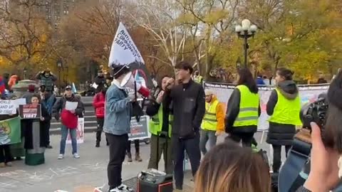 Demonstrators at Washington Square Park show support for China's anti-lockdown protests