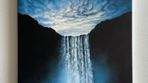 Painting sky and waterfall
