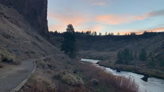 Central Oregon – Smith Rock State Park – Pink Clouds & Blue Sky in a Canyon Oasis – 4K