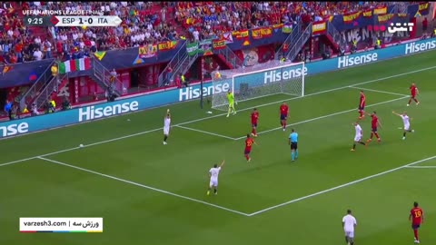 Italy's first goal against Spain