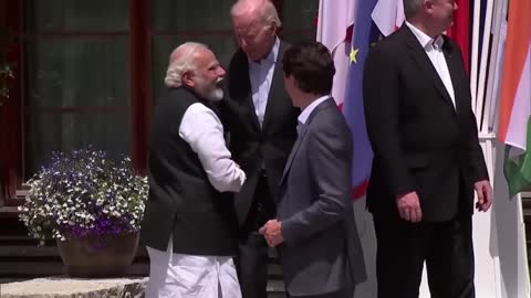 PM MODI whit president US JOE BIDEN and PM TRUDEAU of Canada at G7 summite