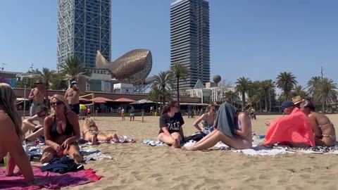 MUST SEE 😲 - Barceloneta beach BEST Walk Tour | 4k Spain | Barcelona 2023