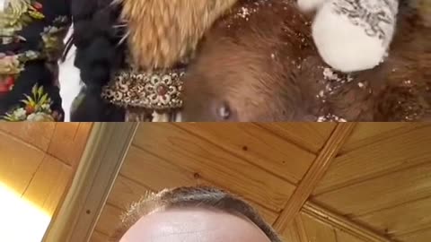 Russian girl love with Bear