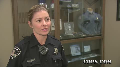 Officer Sarah Hill of the Boise Police Department spots car making a turn without signaling.