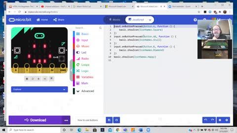 How to program the MicroBit buttons A, B and A+B #microbit #microsoft #programming