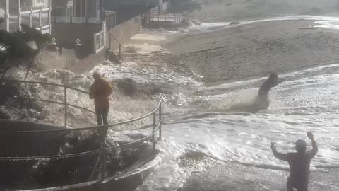 Houses Below Sea Level Damaged By Stormy Water