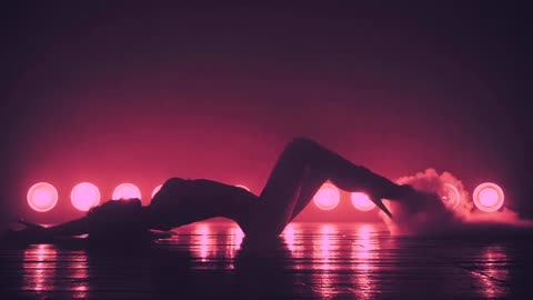 Silhouette of dancing woman sexy|
