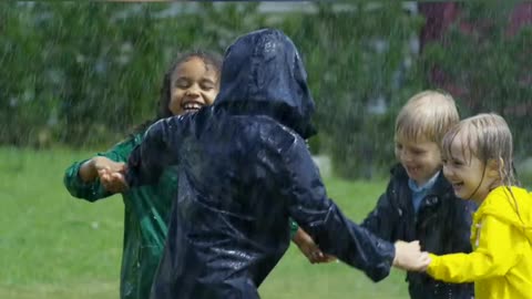 Rainfall playing kid funs