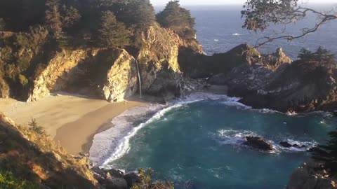 Relaxing 3 Hour Video of a waterfall on an ocean beach