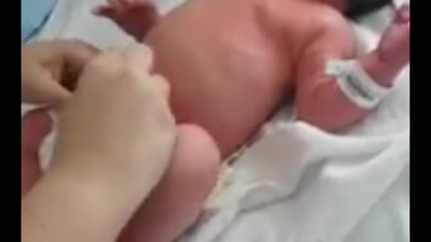 Newborn baby cried.