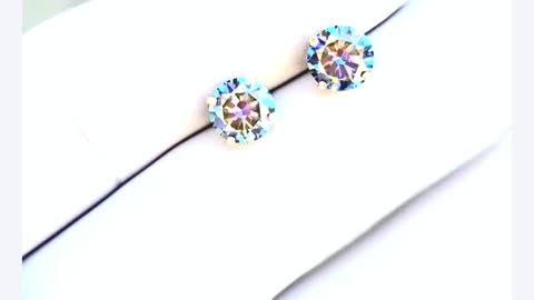 Moissanite Earrings Ocean Blue 14k gold