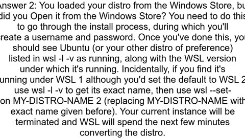 WSL issue quotWindows Subystem for Linux has no installed distributionsquot