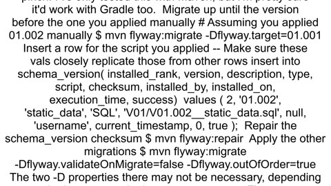 How to skip a specific migration with flyway