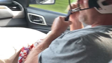 Dad Wears Softball Helmet When Mom Drives