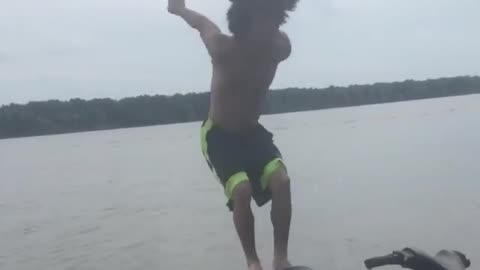 Collab copyright protection - boy on water ski back flip fail
