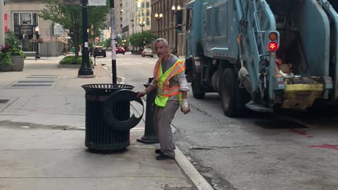 Chicago Worker Nails Trash Can Trick Shot