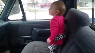 Baby Sister Is Extremely Excited to See Brother Getting Off the School Bus