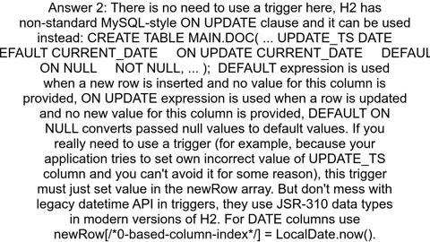 H2 Triggers behaving in infinite loop