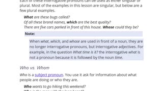 Interrogative Pronouns