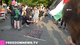 Pro- Palestina Burning American flag on the Independence Day