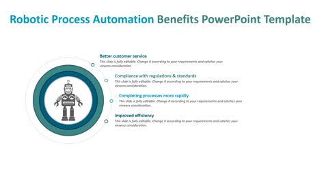 Robotic process automation benefits PowerPoint template