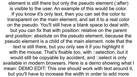 How to show element39s attribute value via pseudoelement while hiding the element39s contents using