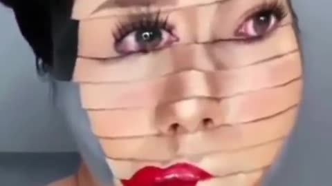 women creates cool illusions using makeup