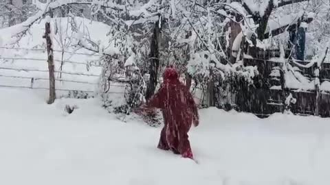 Cute girl enjoy in Snow