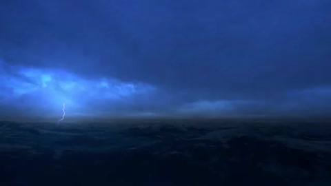 Thunderstorm At Sea Sounds For Sleeping, Relaxing ~ Thunder Rain Ocean Sea Lightning Ambience