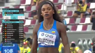 Con este salto, Caterine Ibargüen aseguró su lugar en la final del salto triple