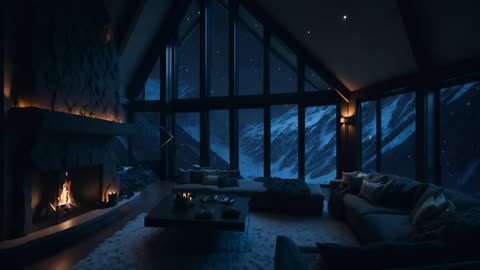 Snowfall and Crackling Fireplace for Calm Room Ambience 2024