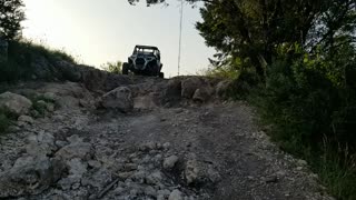 Wife conquers a down hill in the rzr
