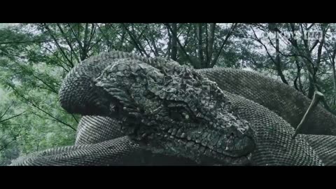 Humans break into the island and awaken the ancient beasts! The great snake and dinosaur fight