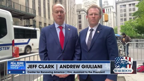 Andrew Giuliani And Jeff Clark Give Updates Live In NYC From President Trump's Trial