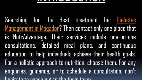 One of the Best treatment for Diabetes Management in Mogador