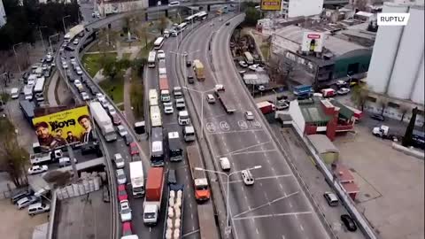 Truckers block highway in Buenos Aires protesting fuel shortages