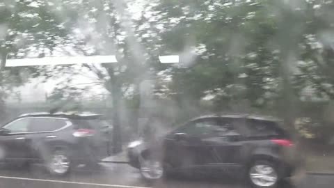 Driving On The City On A Rainy Day