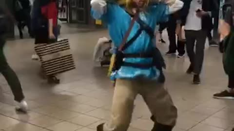 Subway band playing legend of zelda link blue dancing