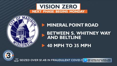 2.5 miles of Mineral Point Rd. next to see Vision Zero speed limit reductions