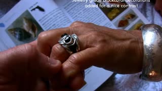 Nautical Silver Cable ring with blackcoral decoration