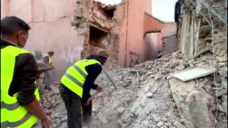 Damage and piles of rubble after Morocco quake
