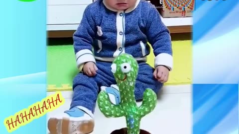 look funny reaction surprised cute baby with toy _ baby videos