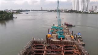 Vietnam, HCMC/Dồng Nai, Cầu Dồng Nai bridge panorama - 2014-09